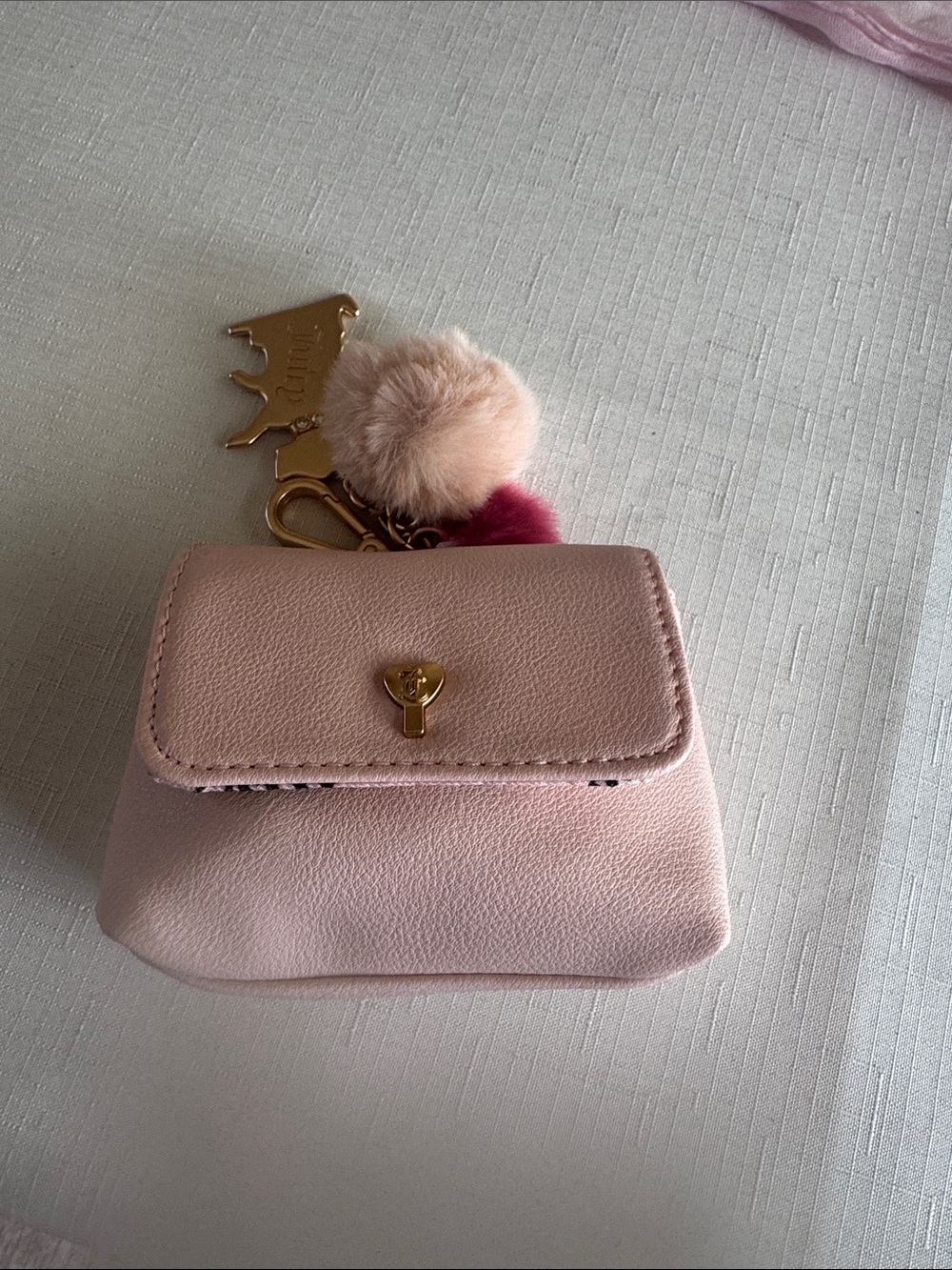 Juicy Couture Light Pink Mini Wallet with Pom Charm